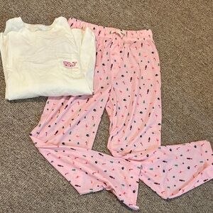 Vineyard Vines Kids Pink and White Pajama Set